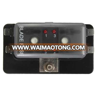 Car Boat Circuit 4 Way ATO Blade Fuse Bo Holder LED Blown Warning