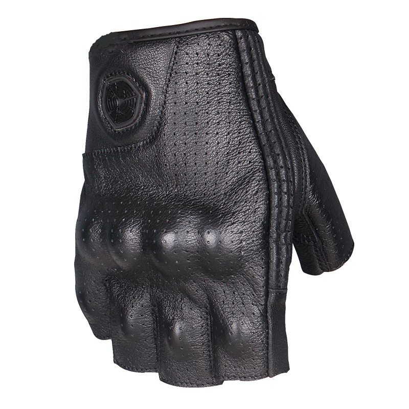 Motorcycle leather gloves retro locomotive anti-fall riding summer half finger gloves man